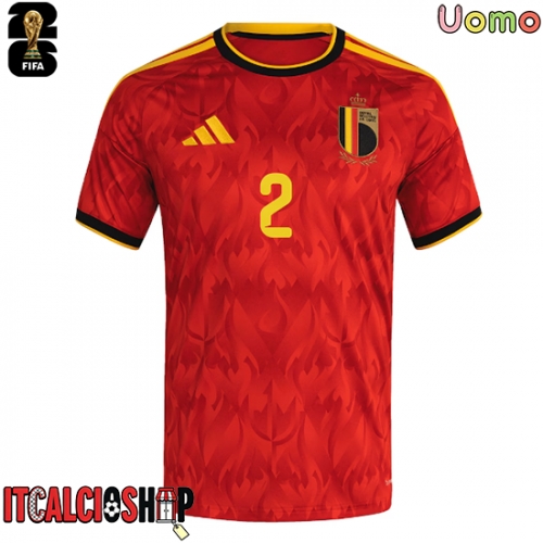 Belgio Zeno Debast #2 Prima Maglia Mondiali 2026 Manica Corta